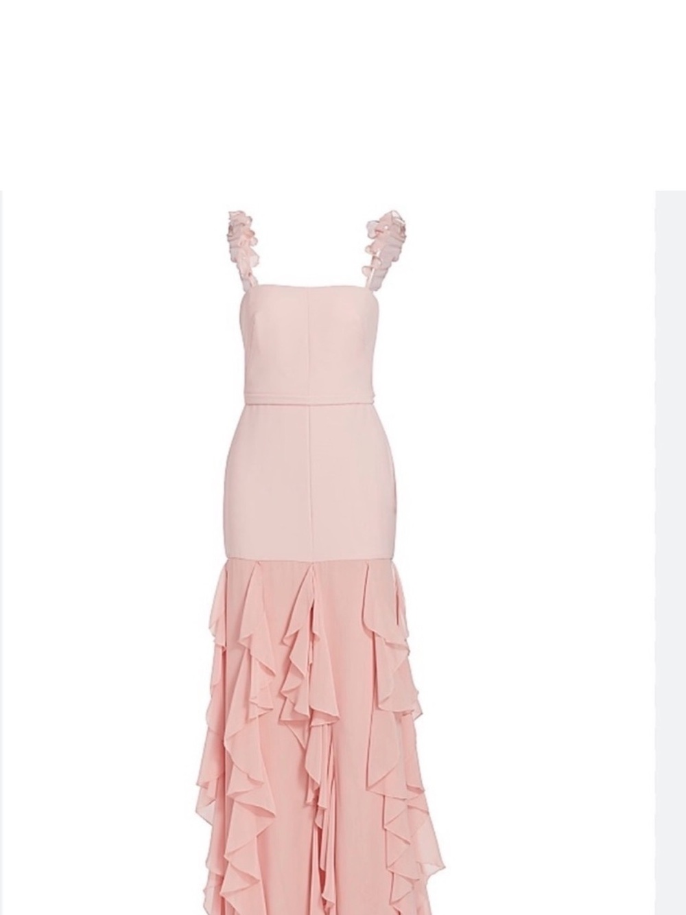 Vera Wang Blush Pink Ruffle-Strap Maxi Gown
